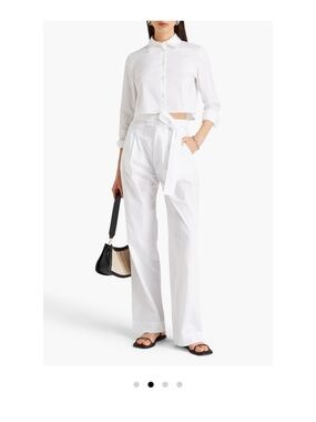 NAADAM White High-Waist Tie-Belt Wide-Leg Pants- Slightly Flawed